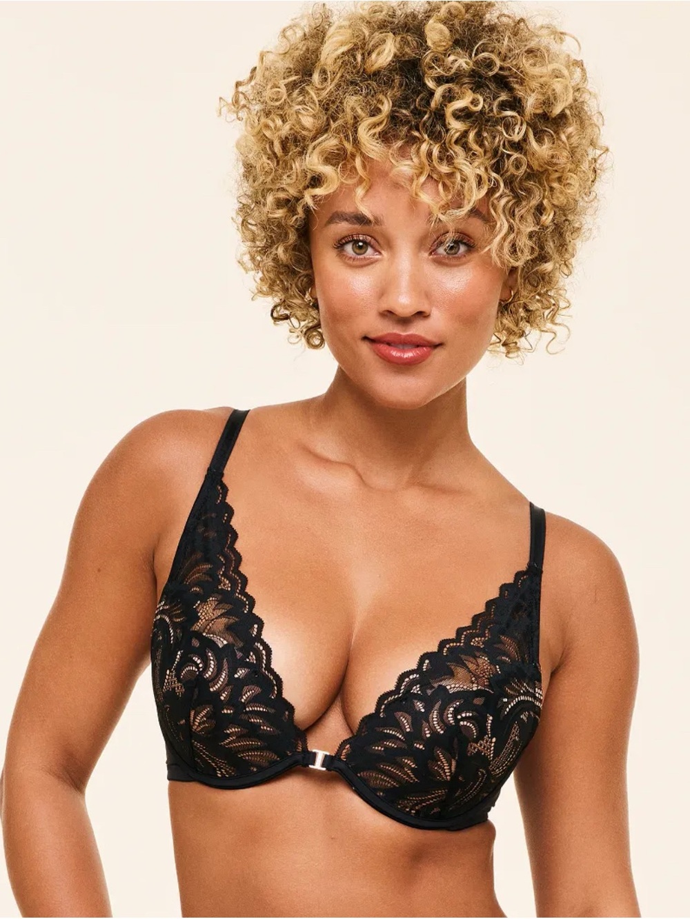 Adore Me Lily Black Lace Push-up Bra Size 34D NWOT